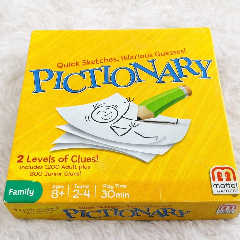 Pictionary Board Game Complete Mattel Family Drawing Game Adult & Junior